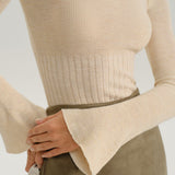 Abrikosų Bell Sleeve Puloveris