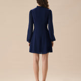Blue Round Neck Tunic Mini Dress