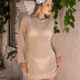 Khaki Bell Sleeve Beach Cover-Up