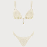 Off-White Triangle Bikini Set with Drawstring