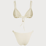Off-White Triangle Bikini Set with Drawstring