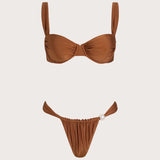 Karamelinių Širdelių Kaklo Pošalio Bikini Komplektas