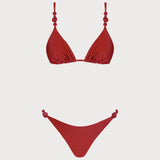 Raudonas V formos trikampis bikini komplektas