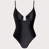 Juodas Kietas O-Ring Bralette - Vienas Vientisas