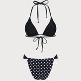 Juodų Taškų Raštas Apverčiamas Bikini Komplektas