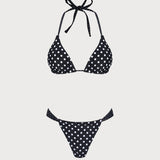 Juodų Taškų Raštas Apverčiamas Bikini Komplektas
