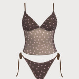 Kavos V-Neck Polka Dot Tankini Set