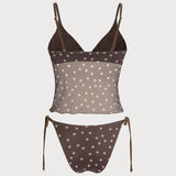 Kavos V-Neck Polka Dot Tankini Set