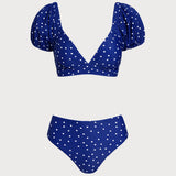 Karališkai Mėlynas Bikini Komplektas su Pledais