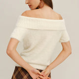 Bežiniai Off The Shoulder Trikotažo Marškiniai
