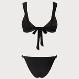 Juodas V formos Bralette Bikini Rinkinys