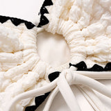 Balta kontrastinga bandeau bikini komplektas
