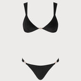 Juodas V formos Bralette Bikini Rinkinys