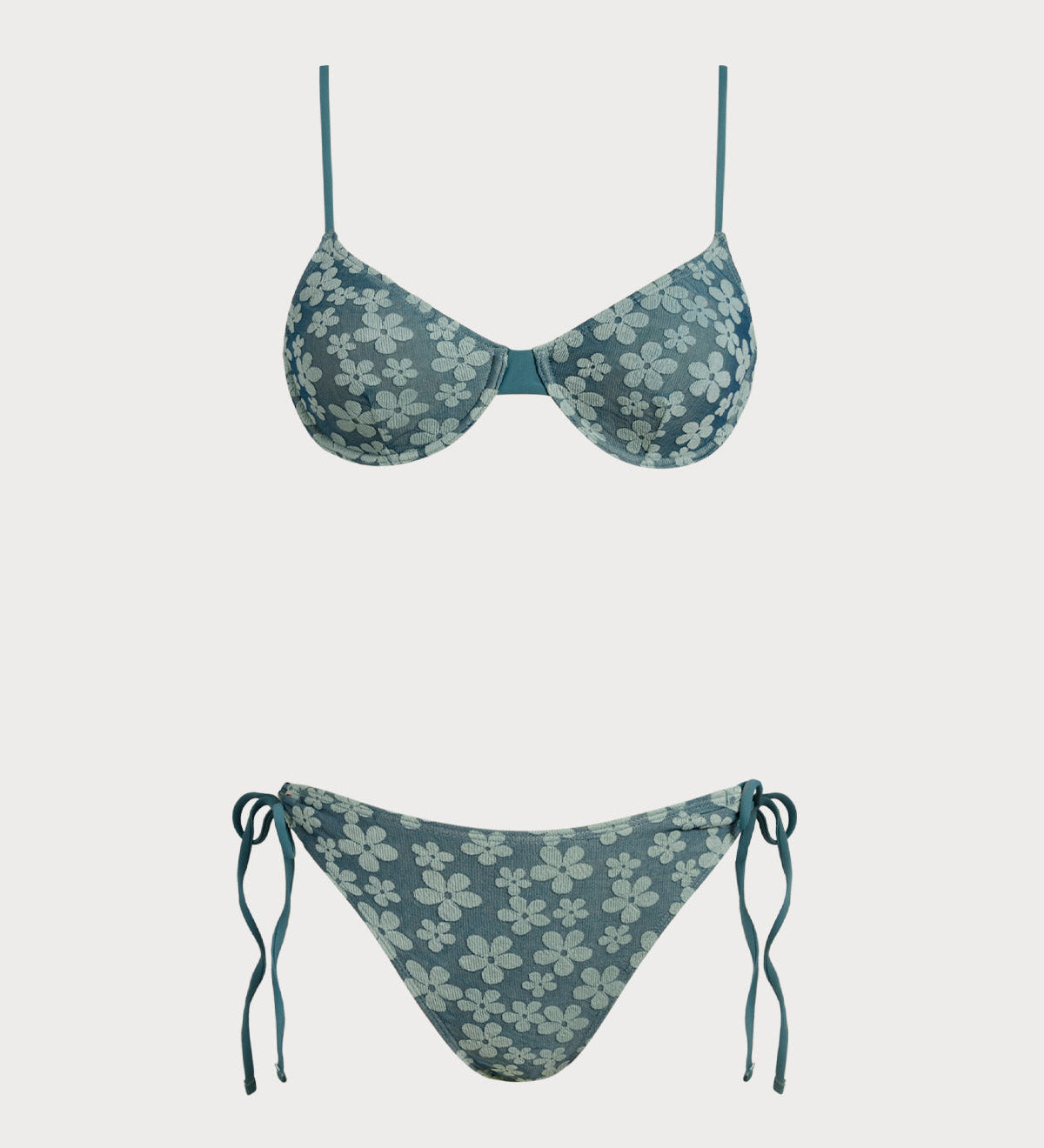 Žalias Gėlių Bikini Komplektas su Viela
