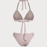 Kavos Plaid Halter Bikini Set