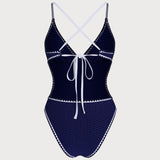 Blue X Cross Bralette One-Piece Swimsuit