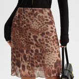 Elastingas mini sijonas su ruda leopardų raštu
