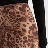 Elastingas mini sijonas su ruda leopardų raštu