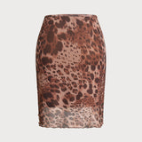 Elastingas mini sijonas su ruda leopardų raštu