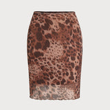 Elastingas mini sijonas su ruda leopardų raštu