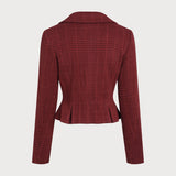 Raudona Plaid Dvigubo Uždarymo Striukė