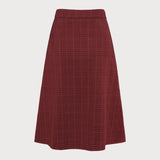 Raudonas Plaid A-Line Midi Sijonas