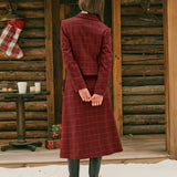 Raudonas Plaid A-Line Midi Sijonas