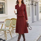 Raudonas Plaid A-Line Midi Sijonas