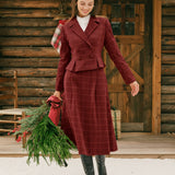 Raudonas Plaid A-Line Midi Sijonas
