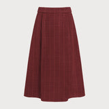Raudonas Plaid A-Line Midi Sijonas