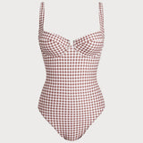 Kavos Plaid Lankstus Vienos Dalies Maudymosi Kostiumas