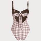 Kavos Plaid Lankstus Vienos Dalies Maudymosi Kostiumas