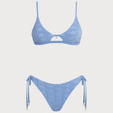 Žydras Gėlių U Formos Trikampis Bikini Rinkinys