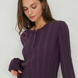 Violetinis Apvalaus Kaklo Slim Fit Megztinis