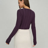 Violetinis Apvalaus Kaklo Slim Fit Megztinis