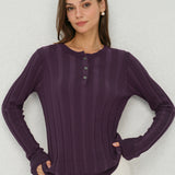 Violetinis Apvalaus Kaklo Slim Fit Megztinis