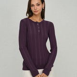 Violetinis Apvalaus Kaklo Slim Fit Megztinis