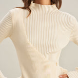 Abrikoso Slim Fit Mock Neck Knit Shirt