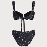 Juodų Taškų Bandeau Bikini Komplektas