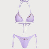 Violetinis Šnervinis Trikampis Bikini Komplektas