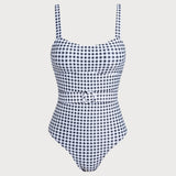 Juodas Plaid Vienos Dalies Maudymosi Kostiumas" can be rewritten as "Juodas Plaid Maudymosi Kostiumas - Vienos Dalies