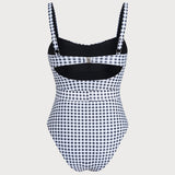 Juodas Plaid Vienos Dalies Maudymosi Kostiumas" can be rewritten as "Juodas Plaid Maudymosi Kostiumas - Vienos Dalies
