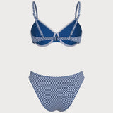 Blue Plaid Padded Bikini Set