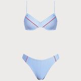 Blue Striped Bikini Set