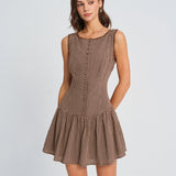 Lace-Trimmed Ribbed Mini Dress