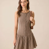 Lace-Trimmed Ribbed Mini Dress