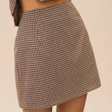 Ruda Lino Mini Sijonas" could be rewritten as "Brown Linen Mini Skirt.
