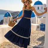 Jūrų mėlynos spalvos taškinis lankelis Cami viršus