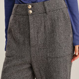 Pilkos Tweed Tiesios Kelnės