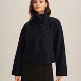 Blue One-Button Loose Jacket